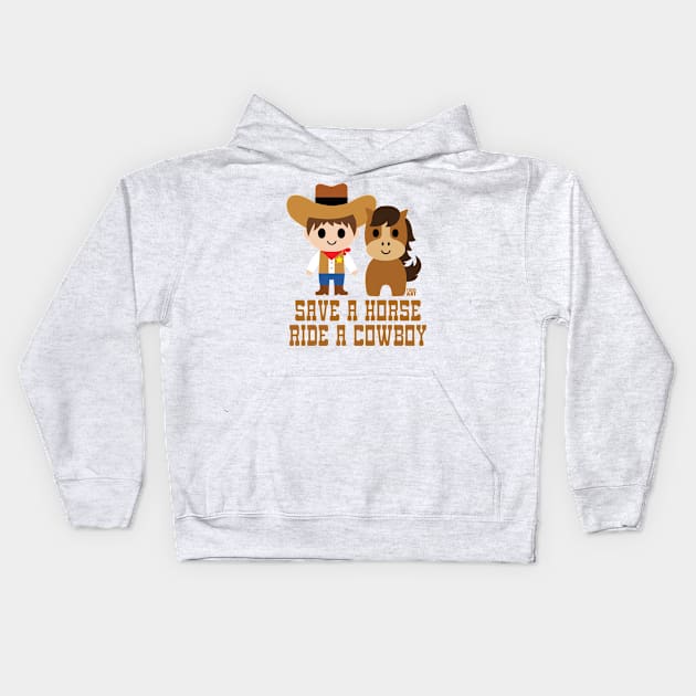 SAVE HORSE RIDE COWBOY Kids Hoodie by toddgoldmanart